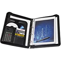 Genie 10742 Exclusive - Carpeta de anillas con calculadora integrada (tamaño A4- plástico con aspecto de piel- cierre de…